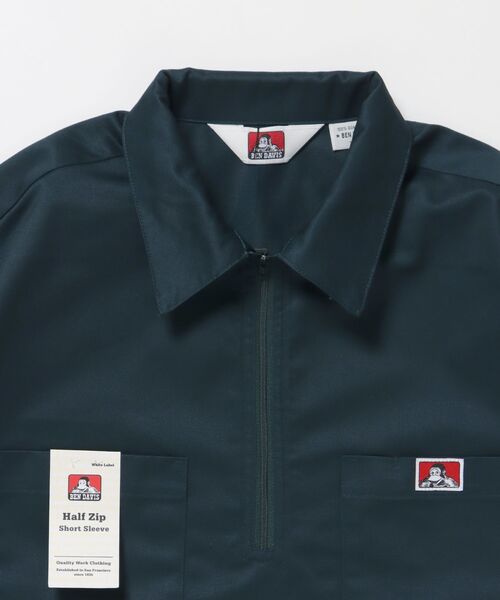 BEN DAVIS/WHITE LABEL(ベンデイビス ホワイトラベル)の「【BEN DAVIS(ベンデイビス)】1/2ZIP S/S SHIRT / ハーフジップ シャツ 半袖 クルーネック ワンポイント ピス ワンポイント 【セットアップ着用可能】(シャツ/ブラウス・メンズ・ネイビー/ベージュ/ダークグリーン/ブルー系その他2/ブラック・X-LARGE/LARGE/MEDIUM)」の13枚目の写真