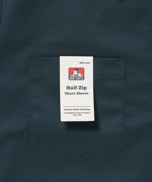 BEN DAVIS/WHITE LABEL(ベンデイビス ホワイトラベル)の「【BEN DAVIS(ベンデイビス)】1/2ZIP S/S SHIRT / ハーフジップ シャツ 半袖 クルーネック ワンポイント ピス ワンポイント 【セットアップ着用可能】(シャツ/ブラウス・メンズ・ネイビー/ベージュ/ダークグリーン/ブルー系その他2/ブラック・X-LARGE/LARGE/MEDIUM)」の14枚目の写真
