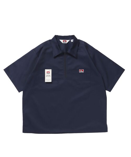 BEN DAVIS/WHITE LABEL(ベンデイビス ホワイトラベル)の「【BEN DAVIS(ベンデイビス)】1/2ZIP S/S SHIRT / ハーフジップ シャツ 半袖 クルーネック ワンポイント ピス ワンポイント 【セットアップ着用可能】(シャツ/ブラウス・メンズ・ネイビー/ベージュ/ダークグリーン/ブルー系その他2/ブラック・X-LARGE/LARGE/MEDIUM)」の16枚目の写真