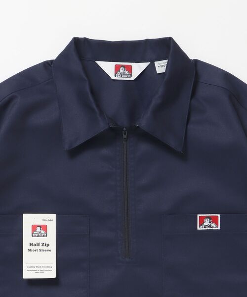 BEN DAVIS/WHITE LABEL(ベンデイビス ホワイトラベル)の「【BEN DAVIS(ベンデイビス)】1/2ZIP S/S SHIRT / ハーフジップ シャツ 半袖 クルーネック ワンポイント ピス ワンポイント 【セットアップ着用可能】(シャツ/ブラウス・メンズ・ネイビー/ベージュ/ダークグリーン/ブルー系その他2/ブラック・X-LARGE/LARGE/MEDIUM)」の18枚目の写真