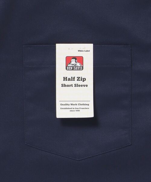 BEN DAVIS/WHITE LABEL(ベンデイビス ホワイトラベル)の「【BEN DAVIS(ベンデイビス)】1/2ZIP S/S SHIRT / ハーフジップ シャツ 半袖 クルーネック ワンポイント ピス ワンポイント 【セットアップ着用可能】(シャツ/ブラウス・メンズ・ネイビー/ベージュ/ダークグリーン/ブルー系その他2/ブラック・X-LARGE/LARGE/MEDIUM)」の20枚目の写真