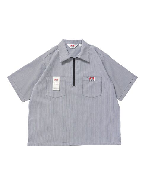 BEN DAVIS/WHITE LABEL(ベンデイビス ホワイトラベル)の「【BEN DAVIS(ベンデイビス)】1/2ZIP S/S SHIRT / ハーフジップ シャツ 半袖 クルーネック ワンポイント ピス ワンポイント 【セットアップ着用可能】(シャツ/ブラウス・メンズ・ネイビー/ベージュ/ダークグリーン/ブルー系その他2/ブラック・X-LARGE/LARGE/MEDIUM)」の22枚目の写真