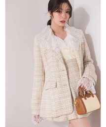 MERCURYDUO | 【セットアップ着用可】フィットアンドフレアツイードジャケット(テーラードジャケット)