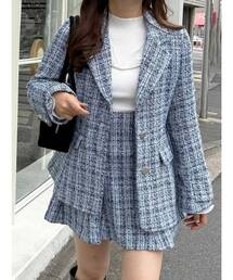 MERCURYDUO | 【セットアップ着用可】フィットアンドフレアツイードジャケット(テーラードジャケット)