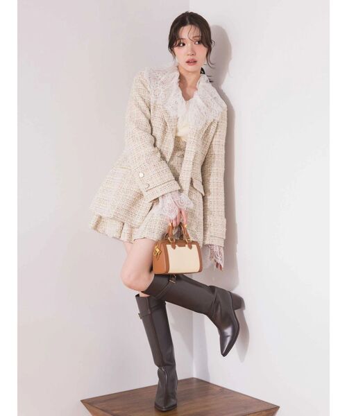 MERCURYDUO(マーキュリーデュオ)の「【セットアップ着用可】フィットアンドフレアツイードジャケット(テーラードジャケット・レディース・ブルー/ベージュ・SMALL/MEDIUM)」の3枚目の写真