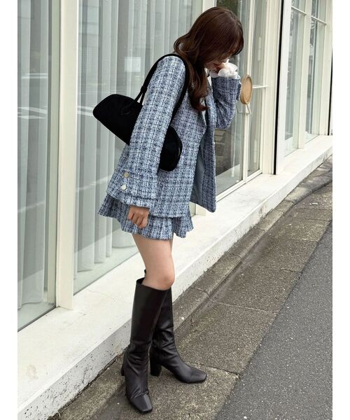 MERCURYDUO(マーキュリーデュオ)の「【セットアップ着用可】フィットアンドフレアツイードジャケット(テーラードジャケット・レディース・ブルー/ベージュ・SMALL/MEDIUM)」の8枚目の写真