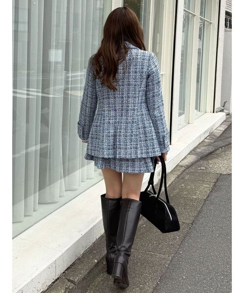 MERCURYDUO(マーキュリーデュオ)の「【セットアップ着用可】フィットアンドフレアツイードジャケット(テーラードジャケット・レディース・ブルー/ベージュ・SMALL/MEDIUM)」の9枚目の写真