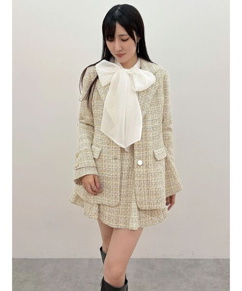 MERCURYDUO(マーキュリーデュオ)の「【セットアップ着用可】フィットアンドフレアツイードジャケット(テーラードジャケット・レディース・ブルー/ベージュ・SMALL/MEDIUM)」の10枚目の写真