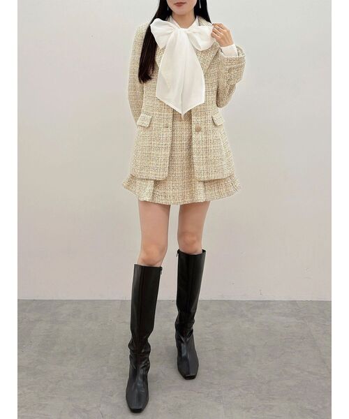 MERCURYDUO(マーキュリーデュオ)の「【セットアップ着用可】フィットアンドフレアツイードジャケット(テーラードジャケット・レディース・ブルー/ベージュ・SMALL/MEDIUM)」の12枚目の写真