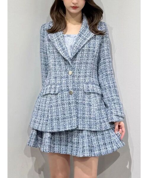 MERCURYDUO(マーキュリーデュオ)の「【セットアップ着用可】フィットアンドフレアツイードジャケット(テーラードジャケット・レディース・ブルー/ベージュ・SMALL/MEDIUM)」の15枚目の写真