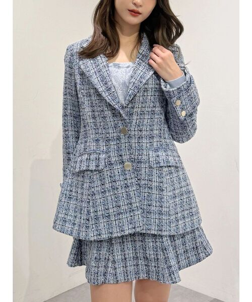 MERCURYDUO(マーキュリーデュオ)の「【セットアップ着用可】フィットアンドフレアツイードジャケット(テーラードジャケット・レディース・ブルー/ベージュ・SMALL/MEDIUM)」の16枚目の写真