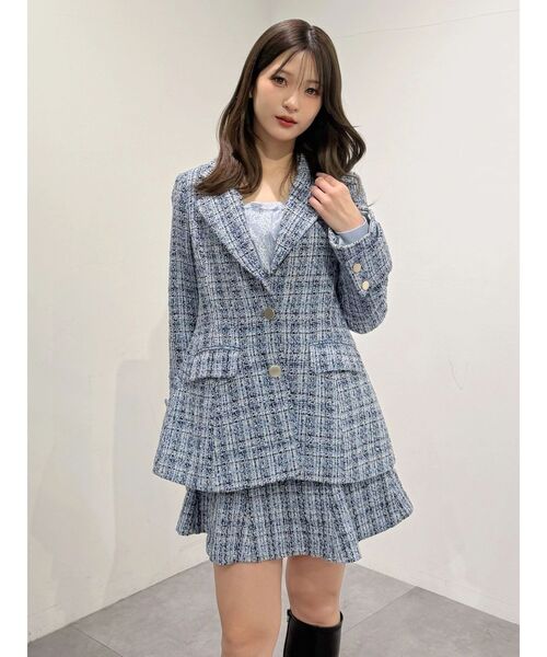 MERCURYDUO(マーキュリーデュオ)の「【セットアップ着用可】フィットアンドフレアツイードジャケット(テーラードジャケット・レディース・ブルー/ベージュ・SMALL/MEDIUM)」の17枚目の写真