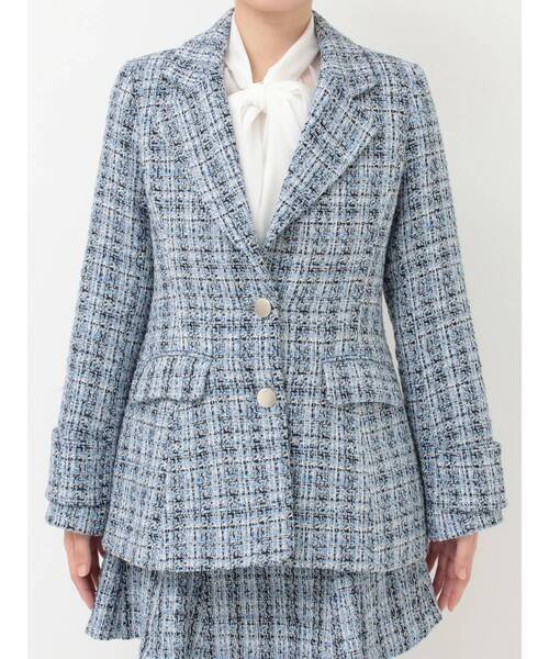 MERCURYDUO(マーキュリーデュオ)の「【セットアップ着用可】フィットアンドフレアツイードジャケット(テーラードジャケット・レディース・ブルー/ベージュ・SMALL/MEDIUM)」の21枚目の写真