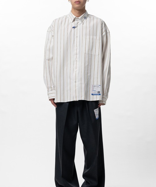 In・stru(men-tal).(インストルメンタル)の「Cotton High Density Stripe Long-sleeve Shirt(シャツ/ブラウス・メンズ・ホワイト/ライトブルー/ブラック・44)」の5枚目の写真