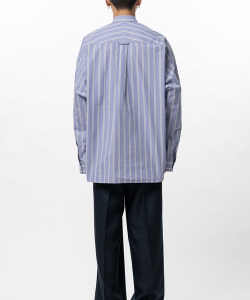 In・stru(men-tal).(インストルメンタル)の「Cotton High Density Stripe Long-sleeve Shirt(シャツ/ブラウス・メンズ・ホワイト/ライトブルー/ブラック・44)」の20枚目の写真