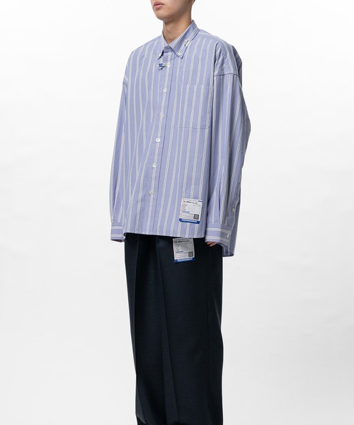 In・stru(men-tal).(インストルメンタル)の「Cotton High Density Stripe Long-sleeve Shirt(シャツ/ブラウス・メンズ・ホワイト/ライトブルー/ブラック・44)」の22枚目の写真
