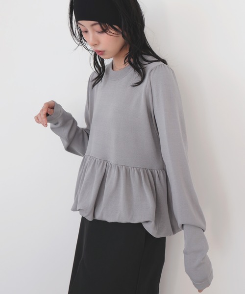 LIAN（リアン）の「ペプラムニットプルオーバー（ニット/セーター・レディース・ピンク/イエロー/グレー/アイボリー/ブラック・FREE）」の3枚目の写真