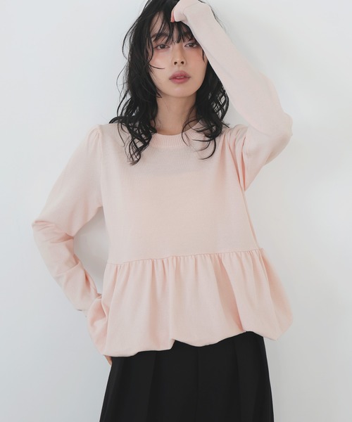 LIAN（リアン）の「ペプラムニットプルオーバー（ニット/セーター・レディース・ピンク/イエロー/グレー/アイボリー/ブラック・FREE）」の5枚目の写真