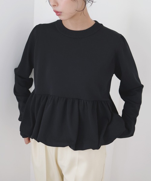 LIAN（リアン）の「ペプラムニットプルオーバー（ニット/セーター・レディース・ピンク/イエロー/グレー/アイボリー/ブラック・FREE）」の2枚目の写真