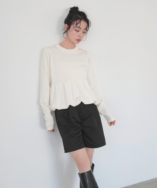 LIAN（リアン）の「ペプラムニットプルオーバー（ニット/セーター・レディース・ピンク/イエロー/グレー/アイボリー/ブラック・FREE）」の7枚目の写真