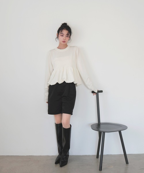 LIAN（リアン）の「ペプラムニットプルオーバー（ニット/セーター・レディース・ピンク/イエロー/グレー/アイボリー/ブラック・FREE）」の11枚目の写真