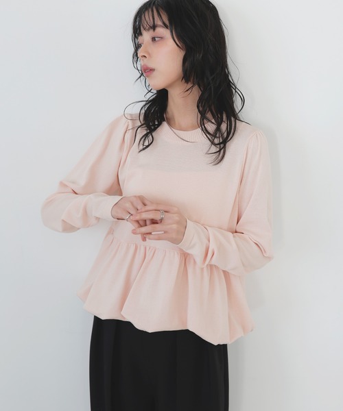 LIAN（リアン）の「ペプラムニットプルオーバー（ニット/セーター・レディース・ピンク/イエロー/グレー/アイボリー/ブラック・FREE）」の12枚目の写真