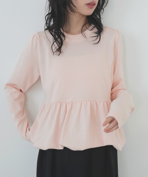 LIAN（リアン）の「ペプラムニットプルオーバー（ニット/セーター・レディース・ピンク/イエロー/グレー/アイボリー/ブラック・FREE）」の16枚目の写真