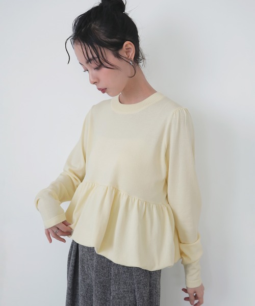 LIAN（リアン）の「ペプラムニットプルオーバー（ニット/セーター・レディース・ピンク/イエロー/グレー/アイボリー/ブラック・FREE）」の19枚目の写真