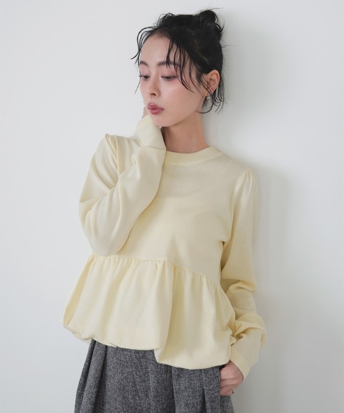 LIAN（リアン）の「ペプラムニットプルオーバー（ニット/セーター・レディース・ピンク/イエロー/グレー/アイボリー/ブラック・FREE）」の20枚目の写真