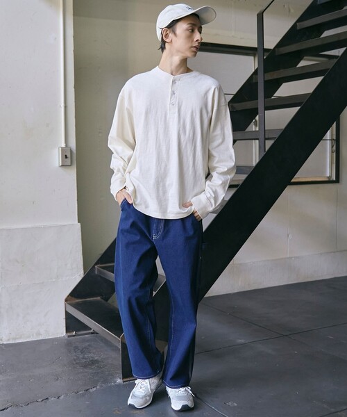 SMITH'S(スミス)の「SMITH'S(スミス)別注ヘンリーネックTシャツ(Tシャツ/カットソー・メンズ・ブラック/オフホワイト・S/M/L/XL)」の3枚目の写真