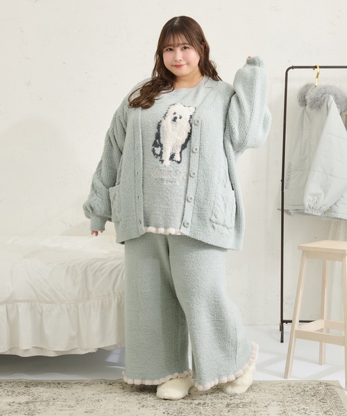 Louiosy(ルオシー)の「【Louiosy】【大きいサイズ】フラッフィーケーブルカーディガン(カーディガン/ボレロ・レディース・アイボリー/ライトブルー・LL/4L)」の5枚目の写真