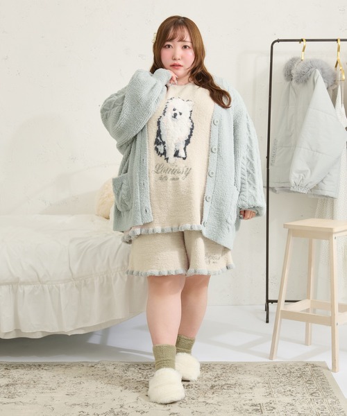 Louiosy(ルオシー)の「【Louiosy】【大きいサイズ】フラッフィーケーブルカーディガン(カーディガン/ボレロ・レディース・アイボリー/ライトブルー・LL/4L)」の7枚目の写真