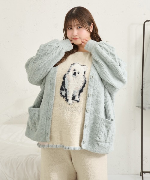 Louiosy(ルオシー)の「【Louiosy】【大きいサイズ】フラッフィーケーブルカーディガン(カーディガン/ボレロ・レディース・アイボリー/ライトブルー・LL/4L)」の13枚目の写真