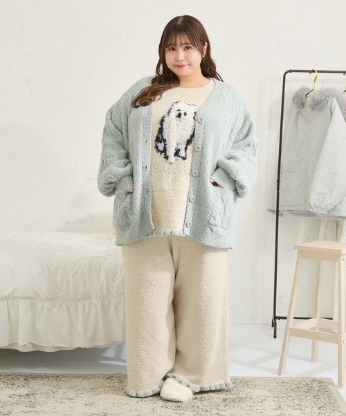 Louiosy(ルオシー)の「【Louiosy】【大きいサイズ】フラッフィーケーブルカーディガン(カーディガン/ボレロ・レディース・アイボリー/ライトブルー・LL/4L)」の15枚目の写真