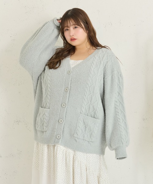 Louiosy(ルオシー)の「【Louiosy】【大きいサイズ】フラッフィーケーブルカーディガン(カーディガン/ボレロ・レディース・アイボリー/ライトブルー・LL/4L)」の22枚目の写真