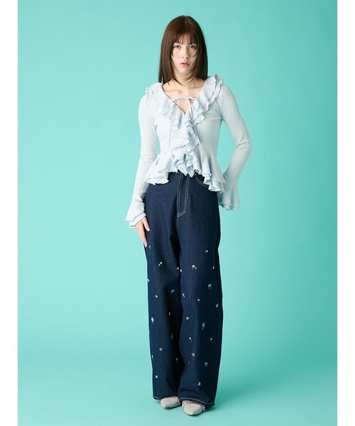 FURFUR（ファーファー）の「ビーズ刺繍デニムパンツ（デニムパンツ・レディース・グレー/ブルー/ライトブルー・0/1）」の19枚目の写真