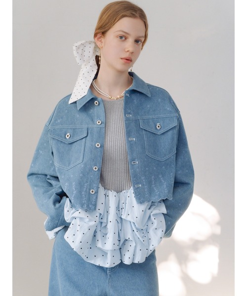 FURFUR（ファーファー）の「ビーズ刺繍デニムパンツ（デニムパンツ・レディース・グレー/ブルー/ライトブルー・0/1）」の6枚目の写真