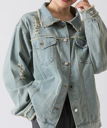 GREENHOX（グリーンホックス）の「ダメージデニムブルゾン（デニムジャケット）」