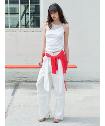 Back String Snap Pants White