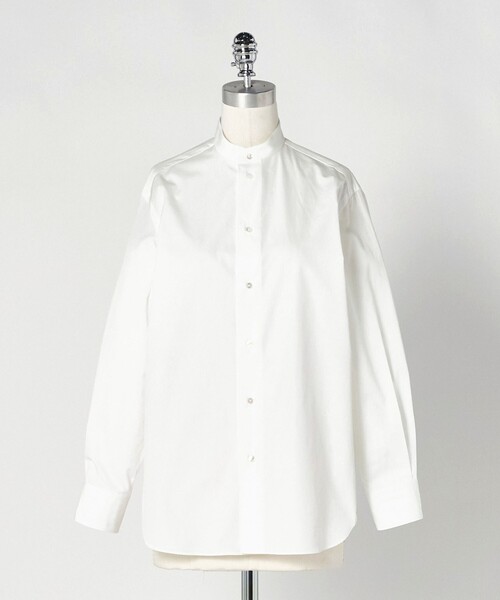 LOEFF(ロエフ)の「<LOEFF>コットン ブロード バンドカラー シャツ(シャツ/ブラウス・レディース・ホワイト/コバルトブルー・0)」の1枚目の写真