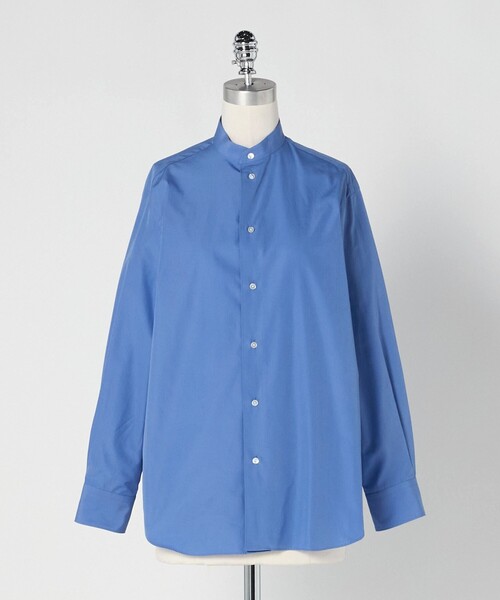 LOEFF(ロエフ)の「<LOEFF>コットン ブロード バンドカラー シャツ(シャツ/ブラウス・レディース・ホワイト/コバルトブルー・0)」の2枚目の写真