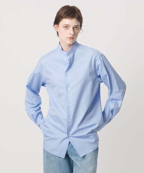 LOEFF(ロエフ)の「<LOEFF>コットン ブロード バンドカラー シャツ(シャツ/ブラウス・レディース・ホワイト/コバルトブルー/ネイビー/ライトブルー/ブラウン系・0/1)」の3枚目の写真