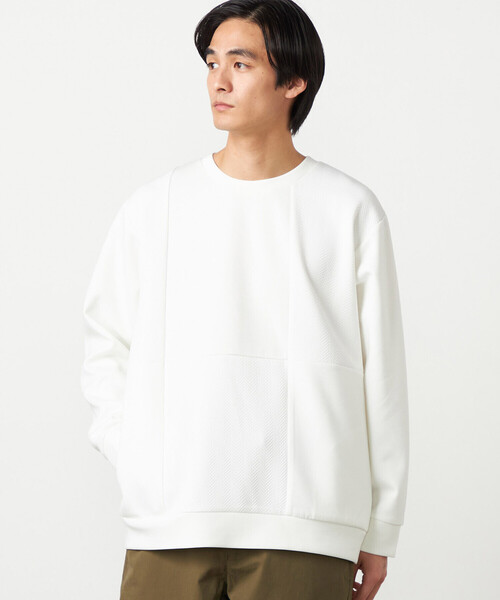 COMME CA ISM(コムサイズム)の「ヘリンボーンコンビ プルオーバー(Tシャツ/カットソー・メンズ・ホワイト/カーキ/ブラック・LARGE/MEDIUM)」の1枚目の写真