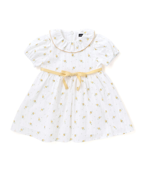 BeBe（ベベ）の「【お揃い】花柄フリルカラーパフスリーブワンピース（その他ベビーウェア・キッズ・イエロー系その他/ピンク系その他・80ｃｍ/90cm）」の9枚目の写真