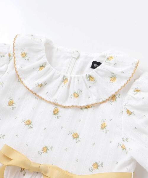 BeBe（ベベ）の「【お揃い】花柄フリルカラーパフスリーブワンピース（その他ベビーウェア・キッズ・イエロー系その他/ピンク系その他・80ｃｍ/90cm）」の11枚目の写真