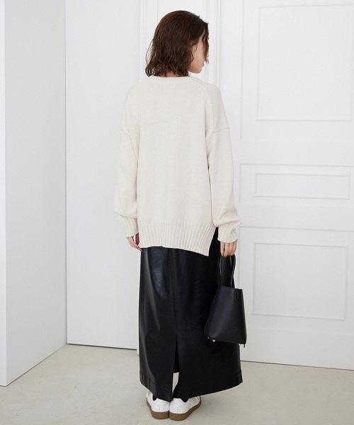 SLOBE IENA(スローブイエナ)の「《WEB限定/追加2》バルキーコットンプルオーバー(ニット/セーター・レディース・ホワイト/サックスブルー/カーキ/ブルー・FREE)」の7枚目の写真