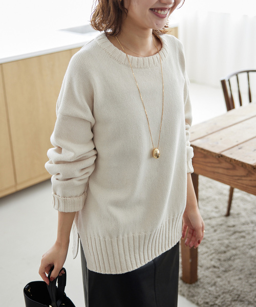 SLOBE IENA(スローブイエナ)の「《WEB限定/追加2》バルキーコットンプルオーバー(ニット/セーター・レディース・ホワイト/サックスブルー/カーキ/ブルー・FREE)」の8枚目の写真