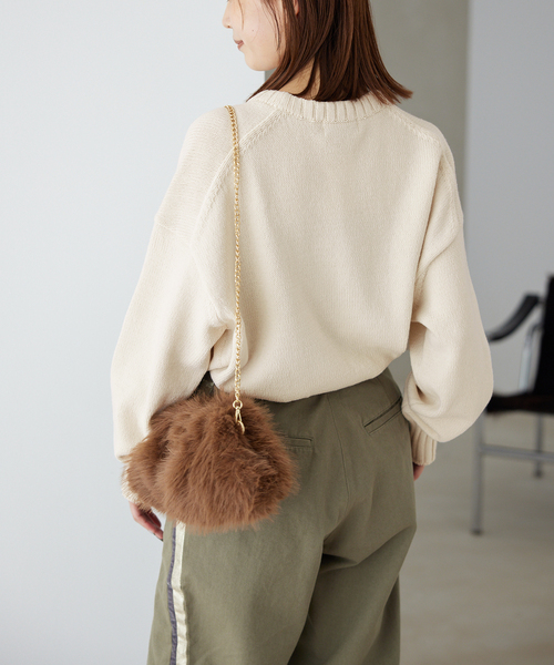 SLOBE IENA(スローブイエナ)の「《WEB限定/追加2》バルキーコットンプルオーバー(ニット/セーター・レディース・ホワイト/サックスブルー/カーキ/ブルー・FREE)」の12枚目の写真