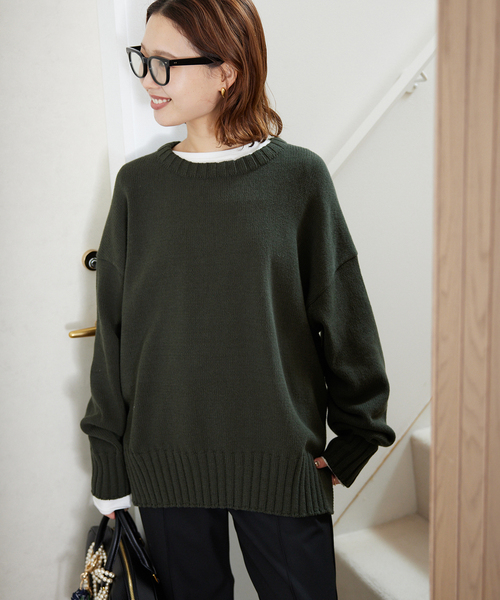 SLOBE IENA(スローブイエナ)の「《WEB限定/追加2》バルキーコットンプルオーバー(ニット/セーター・レディース・ホワイト/サックスブルー/カーキ/ブルー・FREE)」の18枚目の写真
