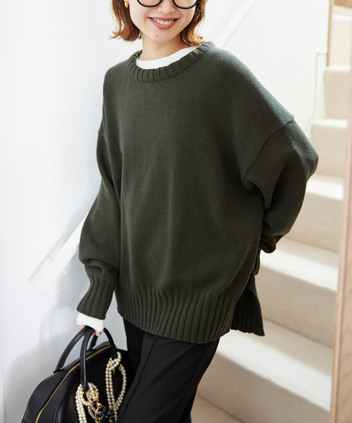 SLOBE IENA(スローブイエナ)の「《WEB限定/追加2》バルキーコットンプルオーバー(ニット/セーター・レディース・ホワイト/サックスブルー/カーキ/ブルー・FREE)」の19枚目の写真